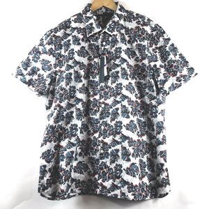Perry Ellis Shirt Principles Mens XL SS Blue Floral Print 100% Cotton $65